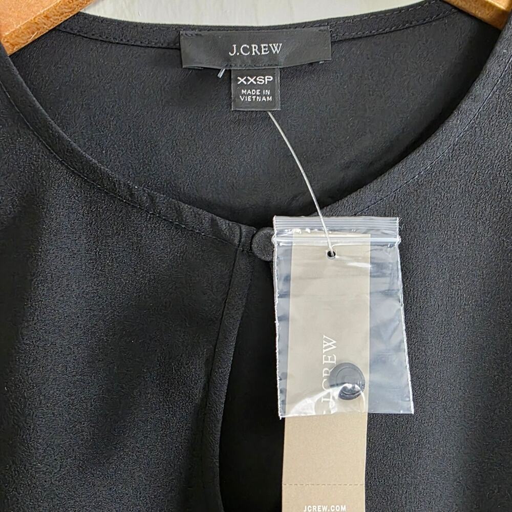 J. Crew Black Puff Sleeve Satin Back Crepe Blouse Top Size XXS Petite XXSP NWT - Picture 5 of 8